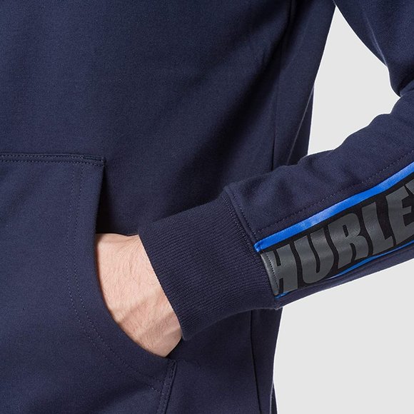 Hurley Men's Blocked Full Zip Fleece Hoodie Track Jacket - Blue - Picture 7 of 10